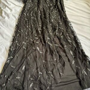 Ever Pretty Black Maxi Dress with Leaf Design